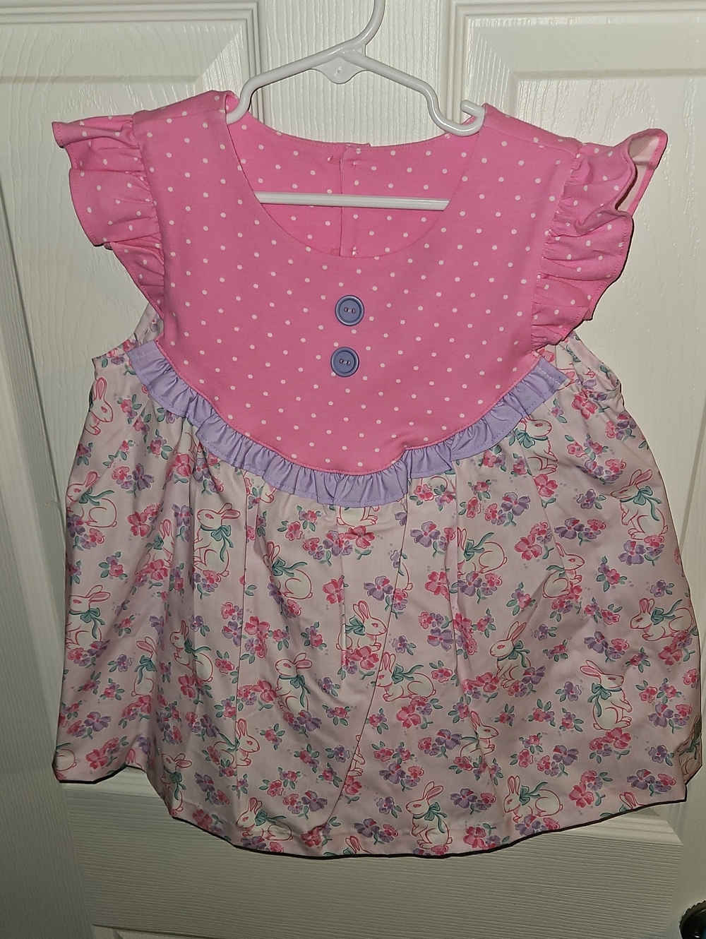 Pink Polka Dot Ruffle Girls Top with Floral